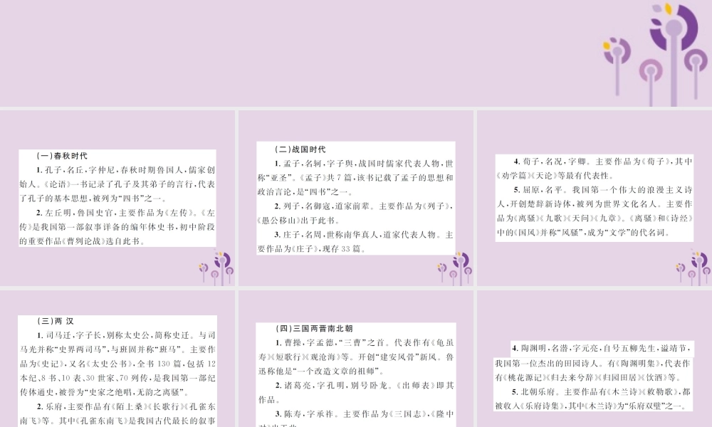 (通用)中考语文总复习 知识清单三 文学文化常识课件