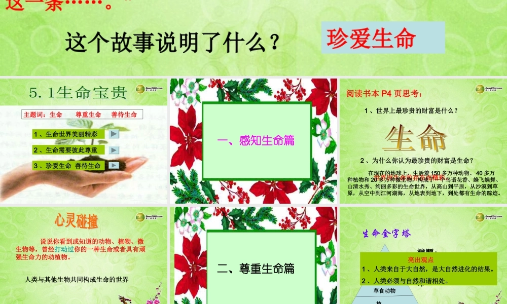 七年级政治下册 第五单元第一课生命宝贵课件课件 新人教版 课件