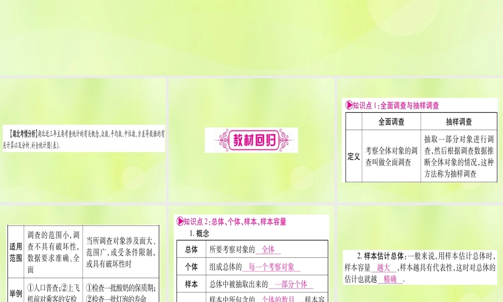 (湖北专用版)版中考数学优化复习 第8章 统计与概率 第1节 统计实用课件