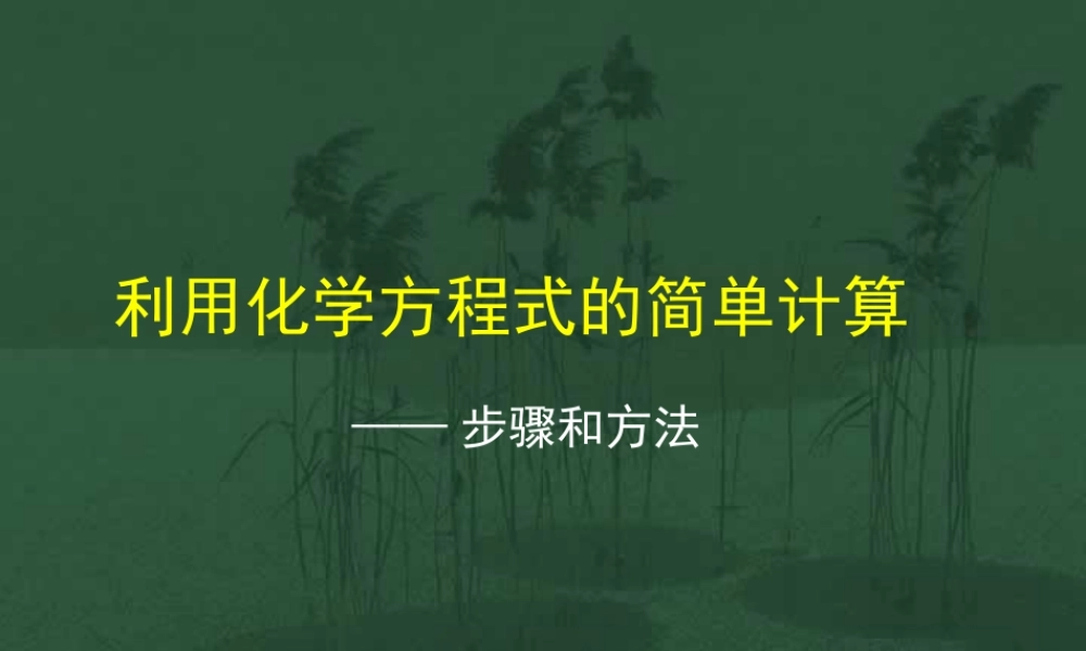 九年级化学利用化学方程式计算的步骤和方法课件 新课标 人教版 课件