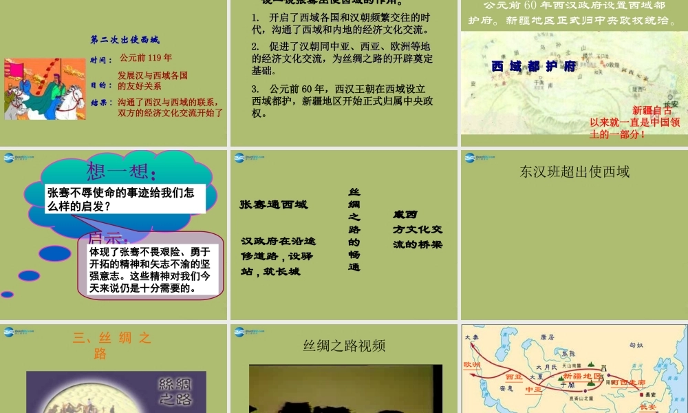 七年级历史上册 第三单元 第16课 秦汉开拓西域和丝绸之路课件 北师大版 课件