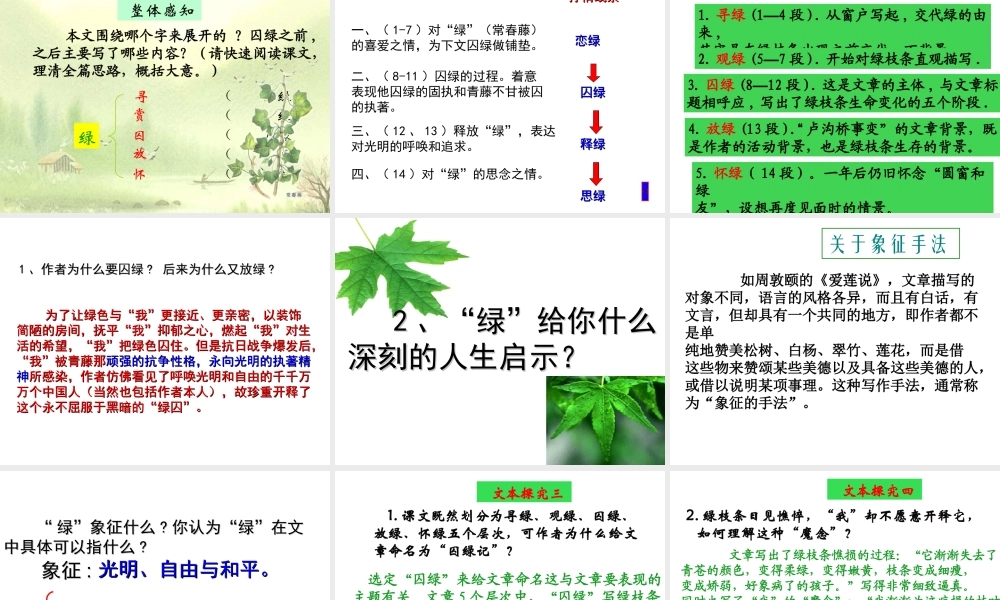 (囚緑记)课件2  (新人教版必修2) 课件