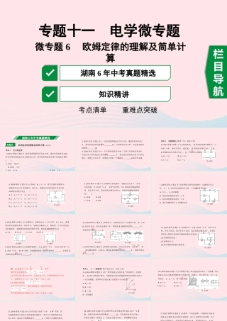 中考物理一轮复习 专题十一 电学微专题 微专题6 欧姆定律的理解及简单计算课件