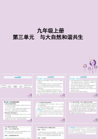 中考道德与法治总复习 九上 第三单元 与大自然和谐共生课件