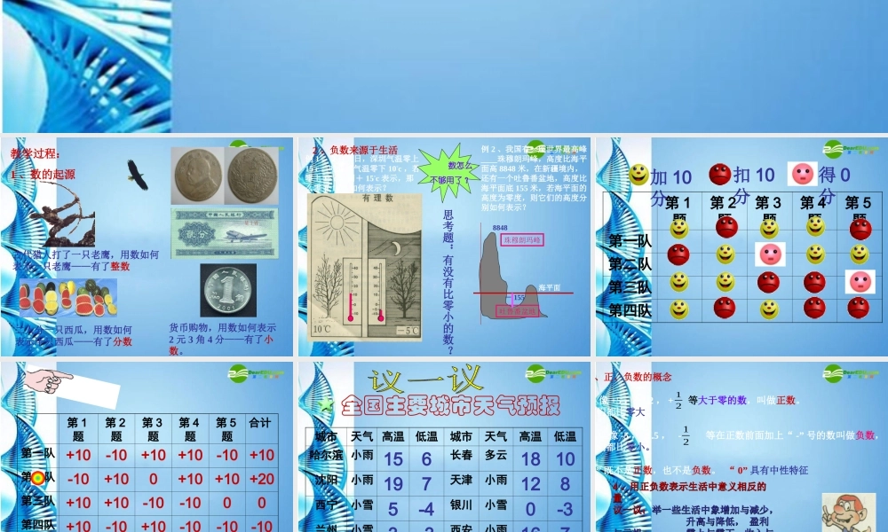 七年级数学上册 2.1正数和负数课件 冀教版 课件