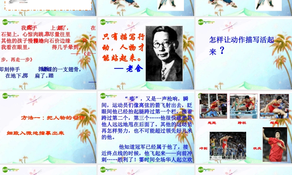 中考语文作文专题辅导课件 记叙文中的动作描写 课件