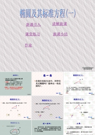 8.1椭圆及其标准方程 高二数学圆锥曲线ppt课件集一 人教版 高二数学圆锥曲线ppt课件集一 人教版
