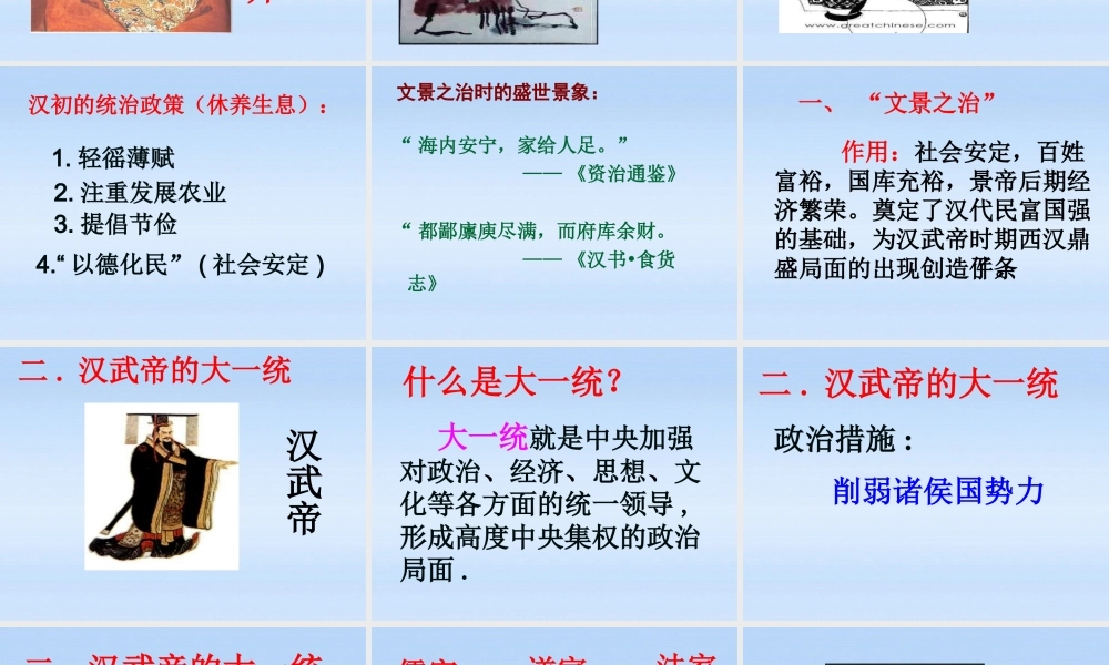 七年级历史上册 第三单元统一国家的建立第12课大一统的汉朝课件 人教新课标版 课件