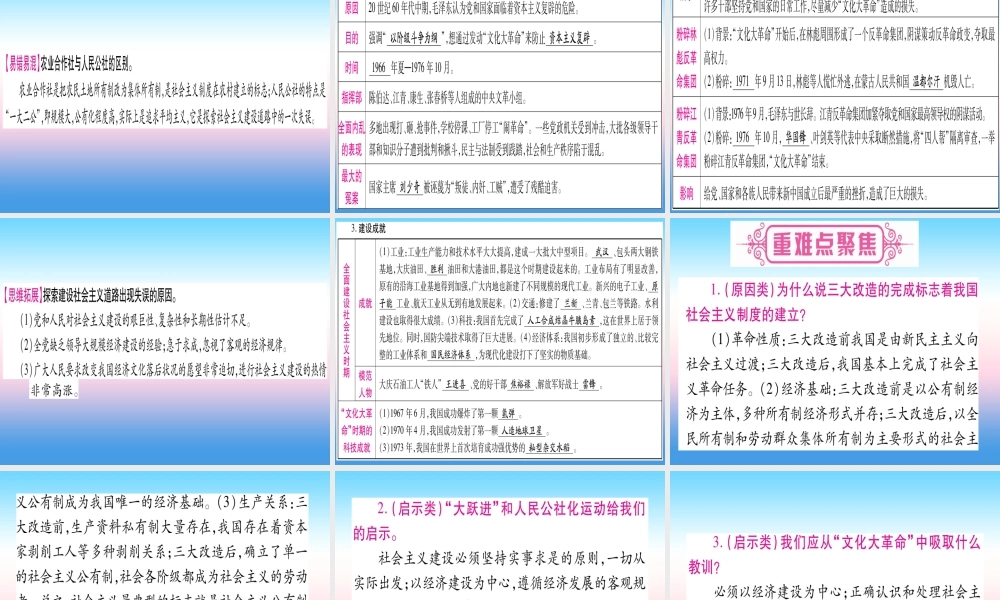 (甘肃专用)中考历史总复习 第一篇 考点系统复习 板块三 中国现代史 主题二 社会主义制度的建立于社会主义建设的探索(精讲)课件