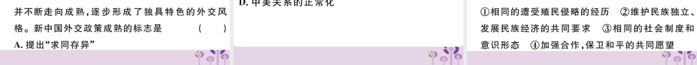 (玉林专版)八年级历史下册 第五单元 国防建设与外交成就 第16课 独立自主的和平外交习题课件 新人教版 课件