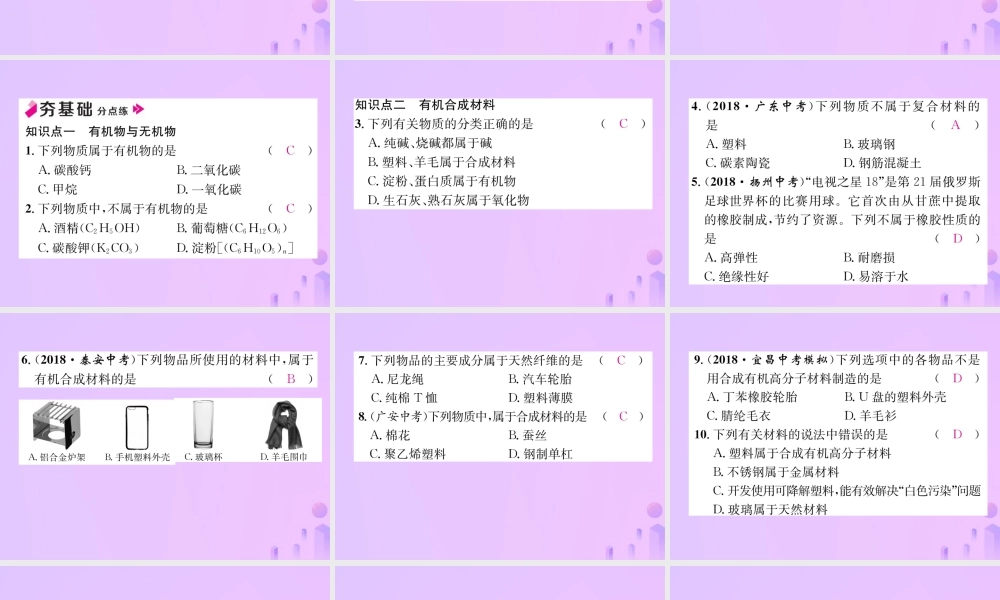 九年级化学下册 第12单元 化学与生活 课题3 有机合成材料作业课件 (新版)新人教版 课件