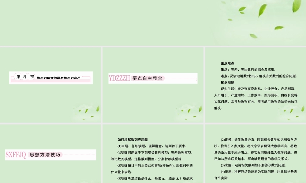 4 数列的综合问题与数列的应用课件 新人教A版 课件