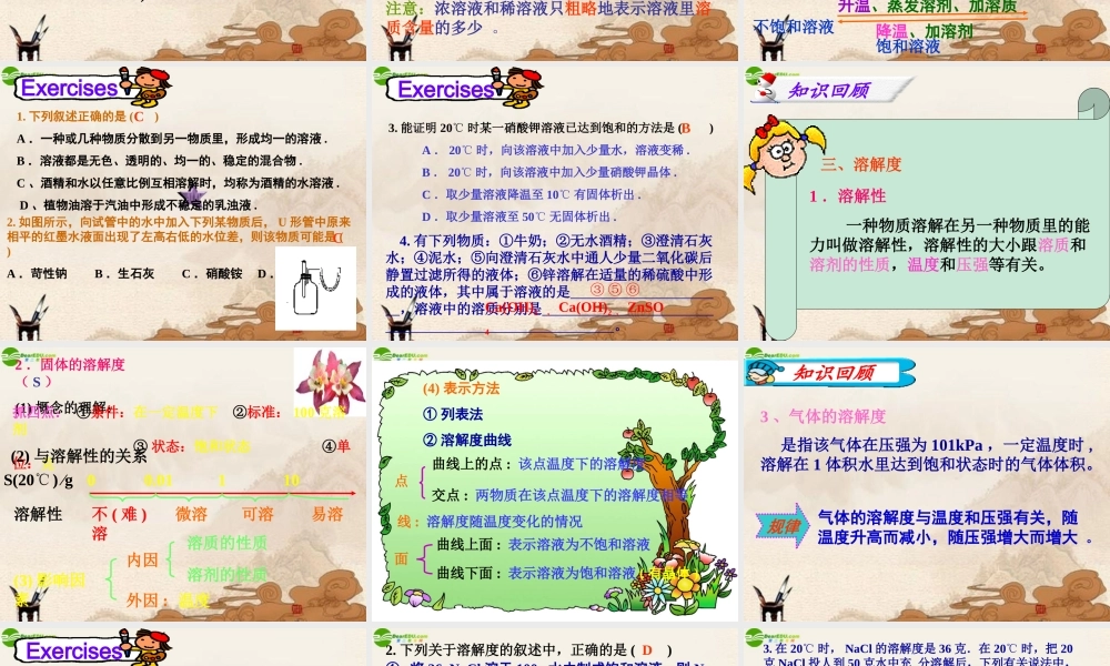 九年级化学下册 第九单元(溶液)复习课件 人教新课标版 课件