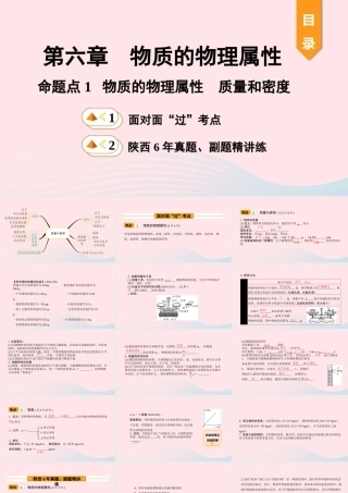 中考物理一轮复习 基础考点一遍过 第六章 物质的物理属性 命题点1 物质的物理属性 质量和密度课件