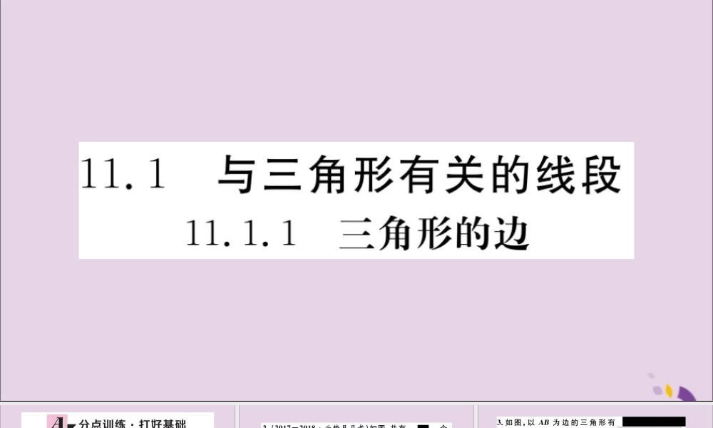 (通用)秋八年级数学上册 11.1 与三角形有关的线段 11.1.1 三角形的边习题讲评课件 (新版)新人教版 课件