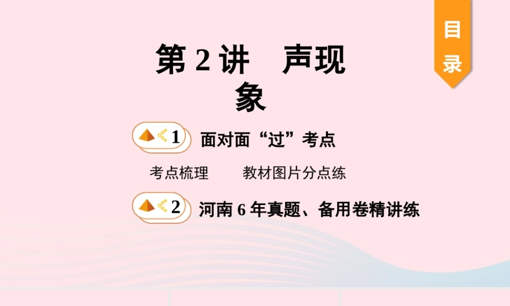 中考物理一轮复习 基础考点一遍过 第2讲 声现象课件