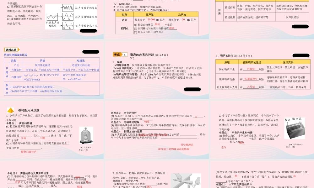 中考物理一轮复习 基础考点一遍过 第2讲 声现象课件