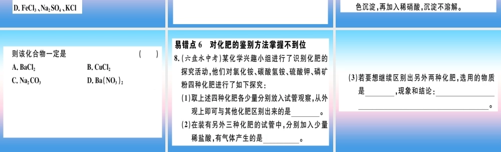 九年级化学下册 第十一单元 盐 化肥易错强化训练习题课件 新人教版 课件