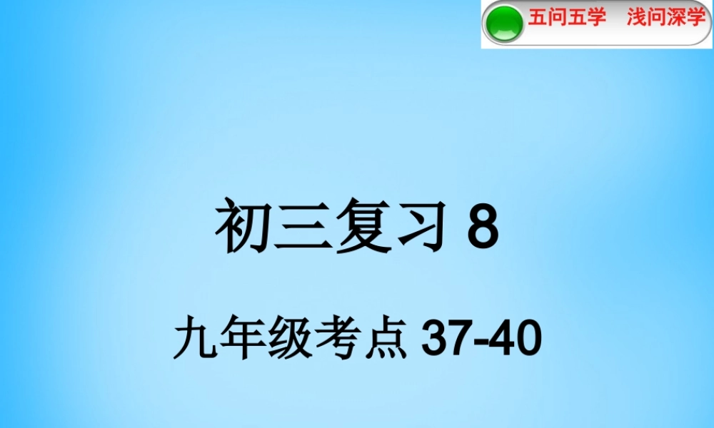 九年级 考点37 40复习课件