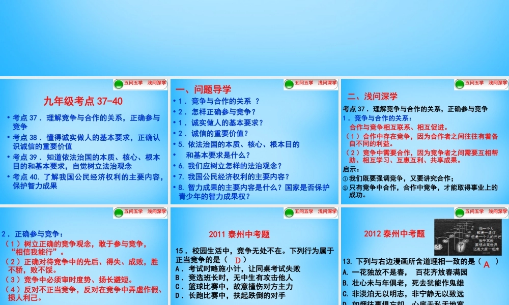 九年级 考点37 40复习课件