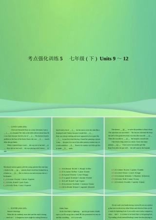 中考英语复习 考点强化训练5 七下 Units 9 12(练本)课件