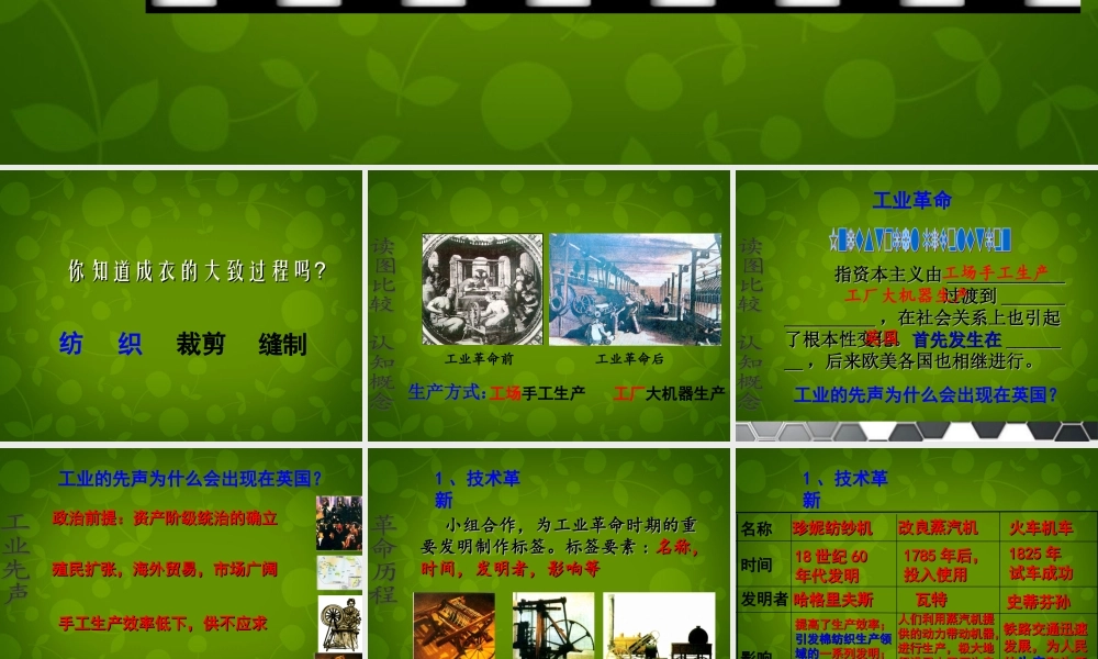 九年级历史上册 第14课( 蒸汽时代 的到来)课件 新人教版 课件