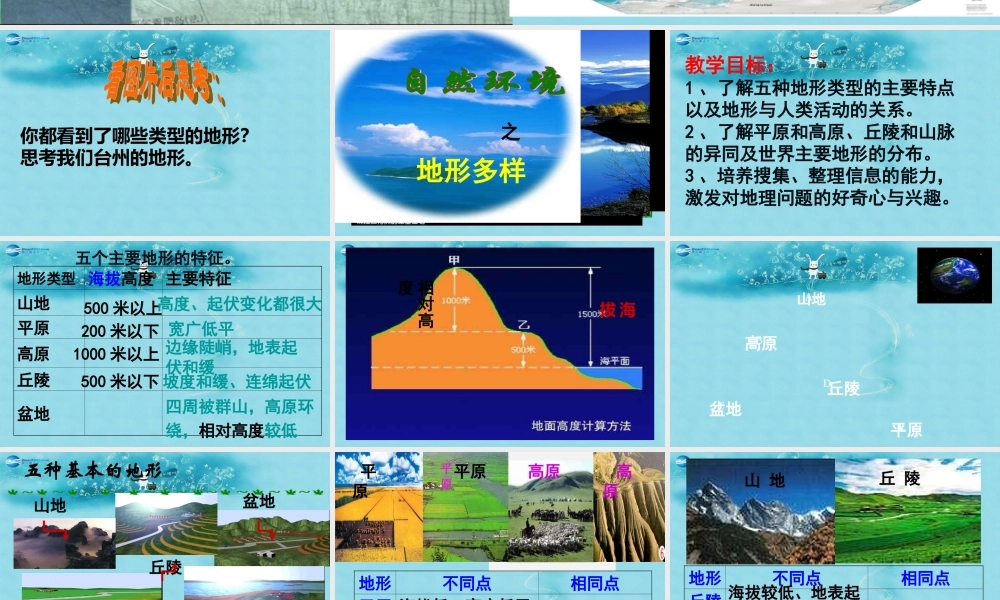 七年级历史与社会上册 第二单元 第二课 第一框 地形多样课件 人教版 课件