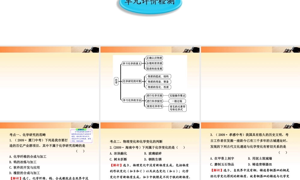 九年级化学上册 第1章 开启化学之门配套课件 沪教版 课件