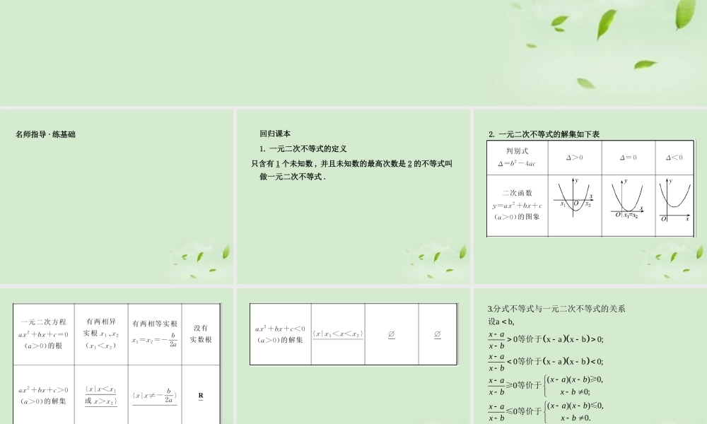 (走向清华北大)高考总复习 一元二次不等式及其解法课件