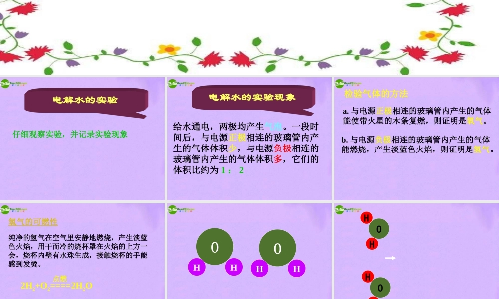 九年级化学 水的组成课件 湘教版 课件