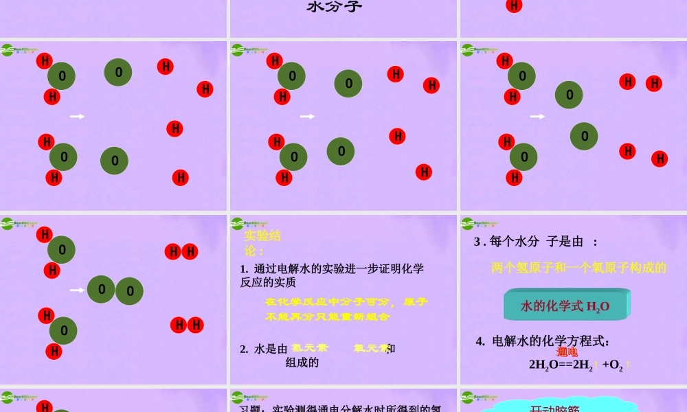 九年级化学 水的组成课件 湘教版 课件