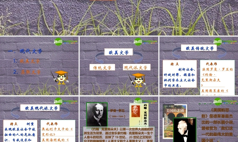 九年级历史上册 第21课 现代文学、艺术和体育课件 岳麓版 课件