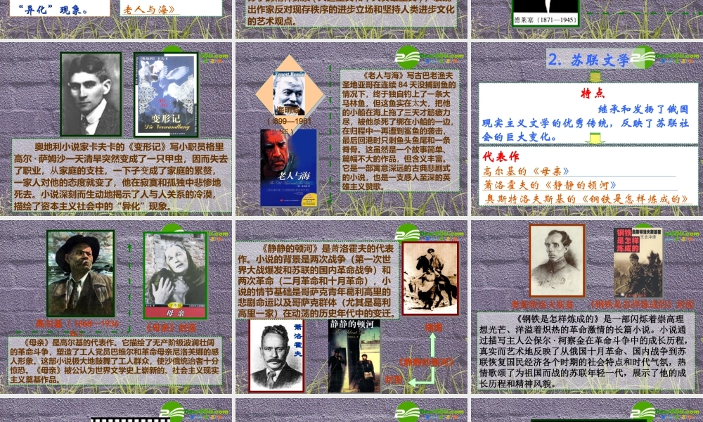 九年级历史上册 第21课 现代文学、艺术和体育课件 岳麓版 课件