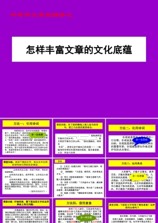 中考语文作文考前辅导课件 怎样丰富文章的文化底蕴 课件