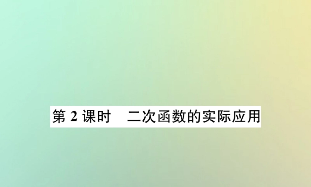 中考数学系统复习 第三单元 函数 第12讲 第2课时 二次函数的实际应用课件