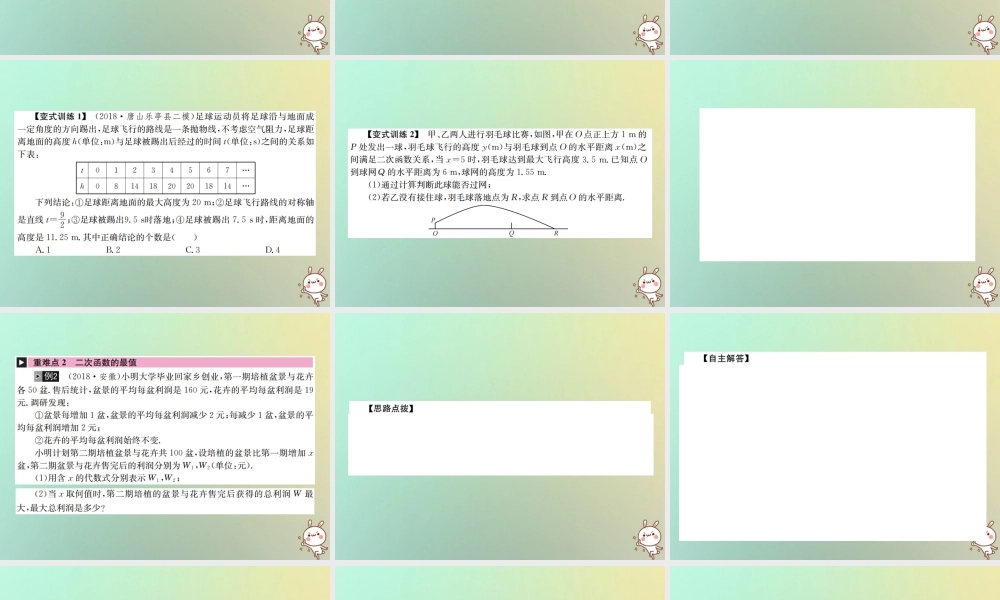 中考数学系统复习 第三单元 函数 第12讲 第2课时 二次函数的实际应用课件