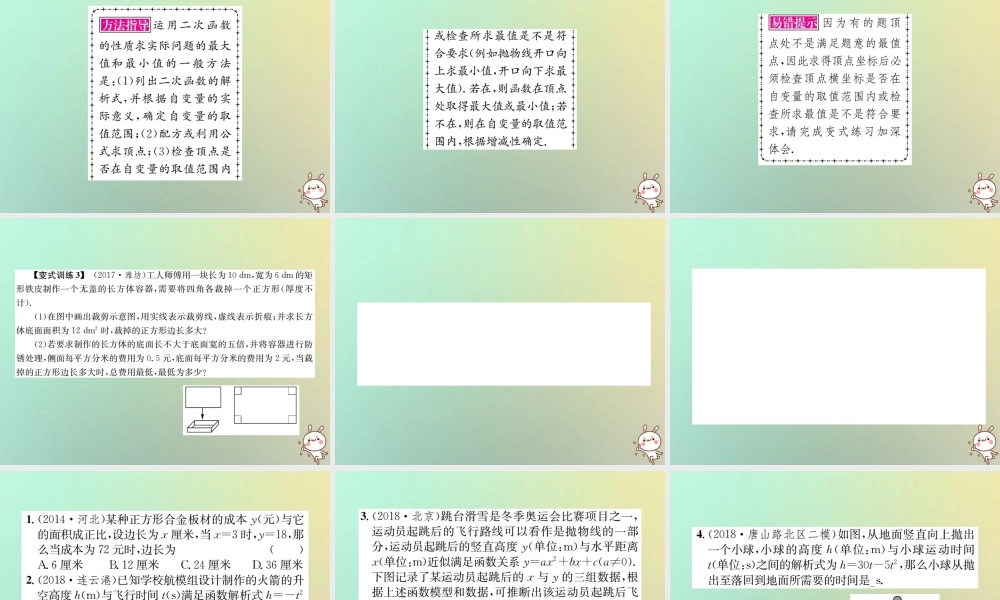 中考数学系统复习 第三单元 函数 第12讲 第2课时 二次函数的实际应用课件