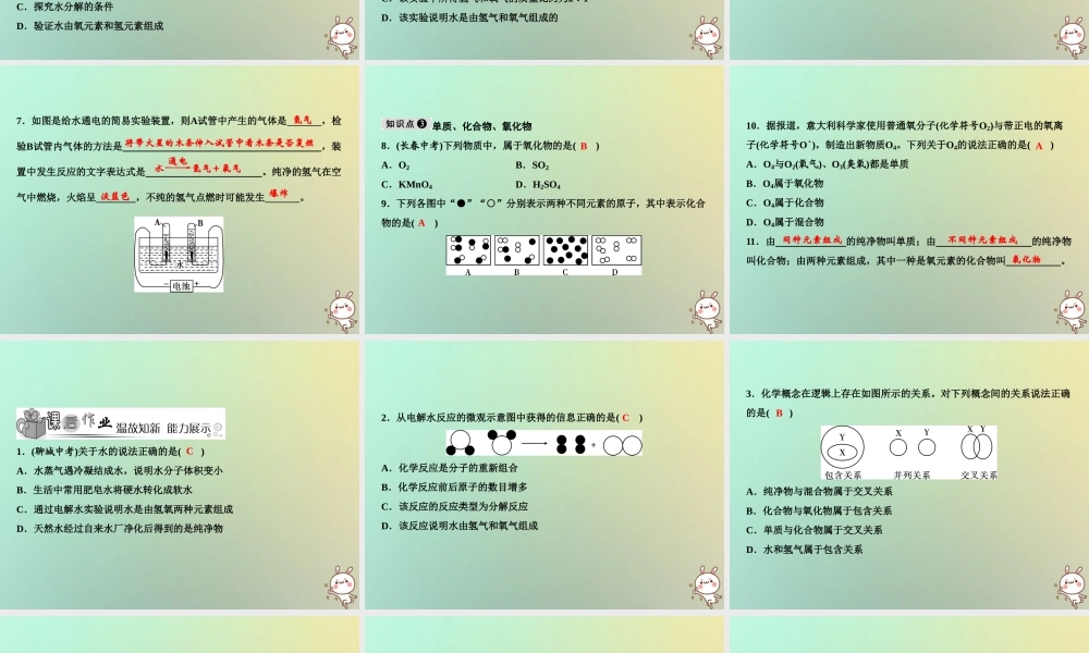 九年级化学上册 第4单元 自然界的水 课题3 水的组成作业课件 (新版)新人教版 课件