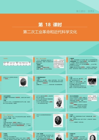 (呼和浩特专版)中考历史复习方案 第三部分 世界史 第18课时 第二次工业革命和近代科学文化课件