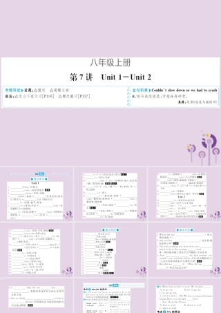 中考英语总复习 第一部分 系统复习 成绩基石 八上 第7讲 Unit 1 2课件