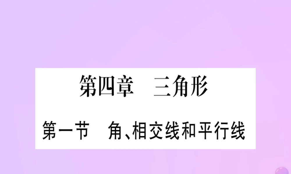 (云南专用)中考数学 第一轮 考点系统复习 第4章 三角形 第1节 角、相交线和平行线作业课件