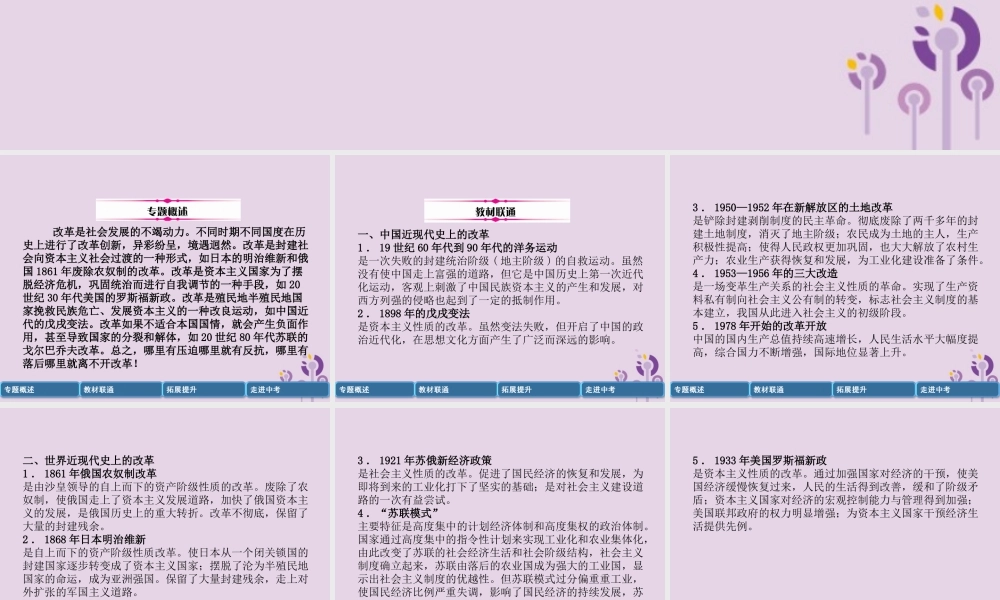 中考历史总复习 第二编 热点专题突破 专题2 中外历史上的重大改革课件