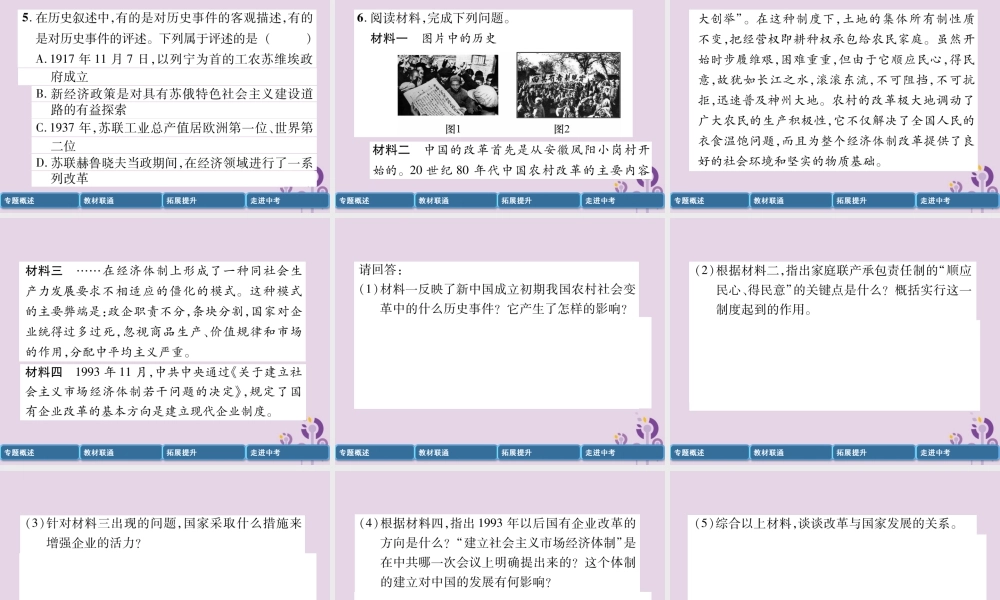 中考历史总复习 第二编 热点专题突破 专题2 中外历史上的重大改革课件