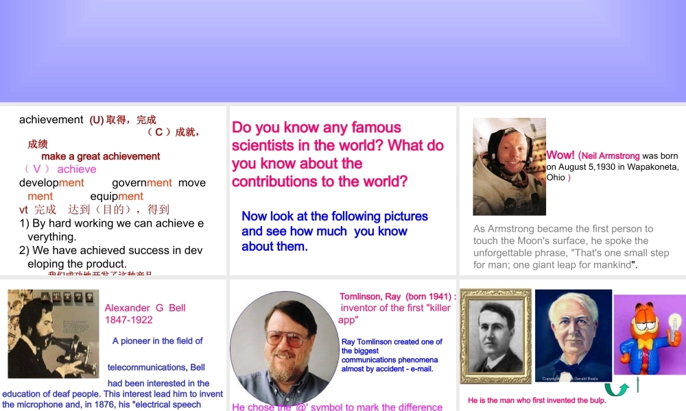 unit11warming up and listening   人教版高二英语Unit11 scientific achievement单元完整课件 人教版高二英语Unit11 scientific achievement单元完整课件