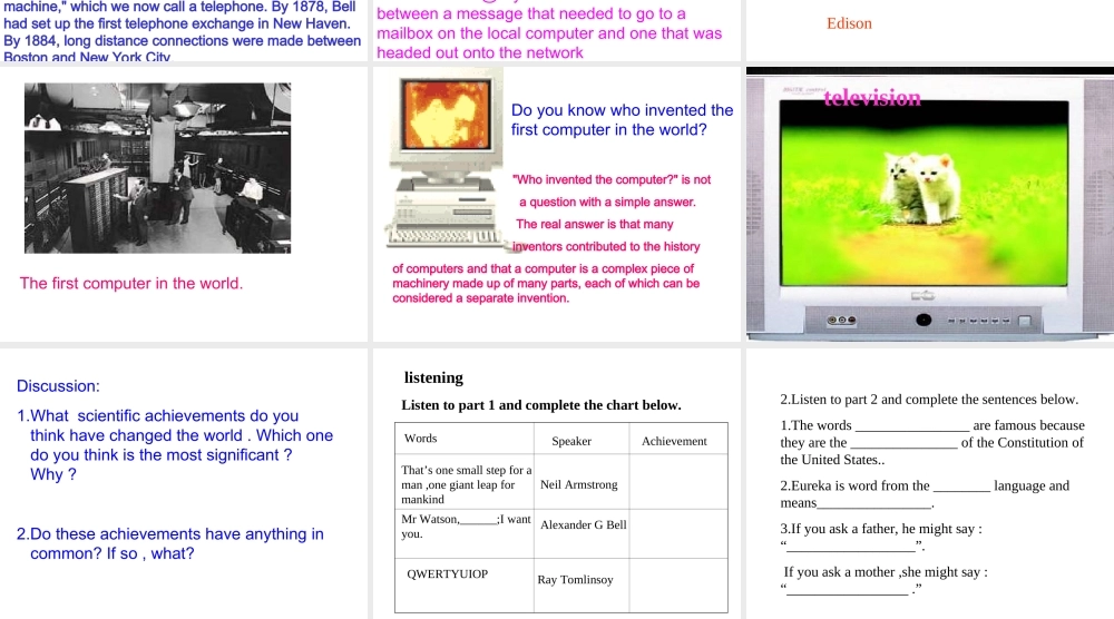 unit11warming up and listening   人教版高二英语Unit11 scientific achievement单元完整课件 人教版高二英语Unit11 scientific achievement单元完整课件