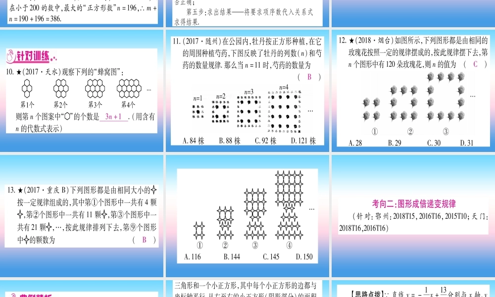 (湖北专版)中考数学总复习 第2轮 中档题突破 专项突破1 规律探索 类型2 图形规律习题课件