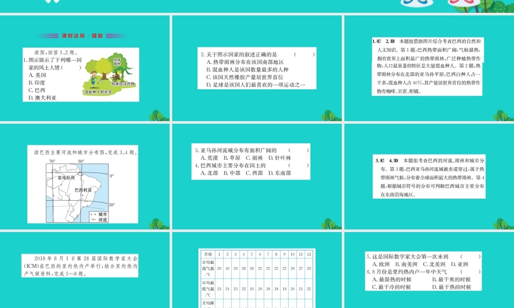七年级地理下册 第九章 第二节 巴西习题课件(新版)新人教版 课件