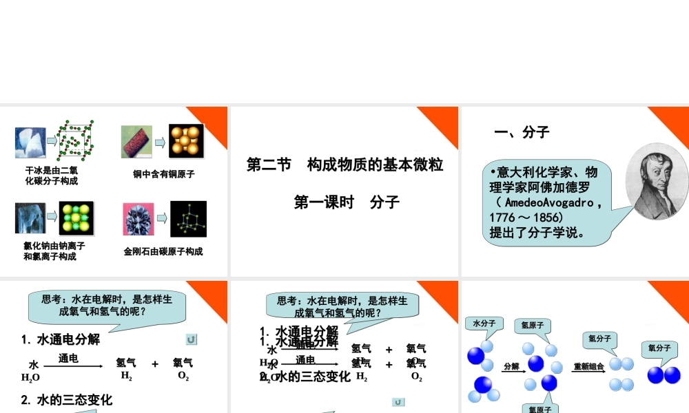 九年级化学 构成物质的基本微粒-分子课件2 沪教版 课件