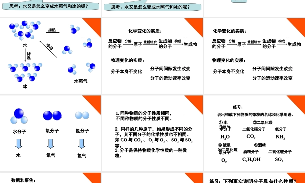 九年级化学 构成物质的基本微粒-分子课件2 沪教版 课件