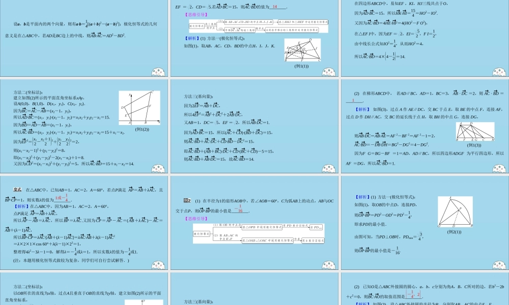 (名师讲坛)版高考数学二轮复习 专题一 三角函数和平面向量 微切口8 极化恒等式课件